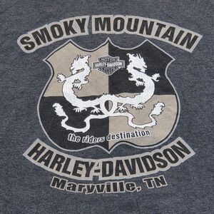 Harley‎ Davidson Smoky Mountain Dragon Sleeveless T-Shirt Gray Mens 2XL